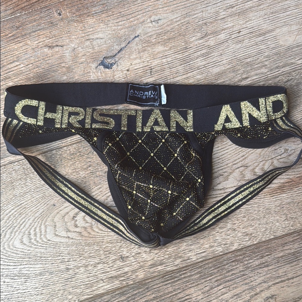 Andrew Christian Black and Gold Jockstrap